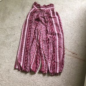Handmade red wide leg flowy pants